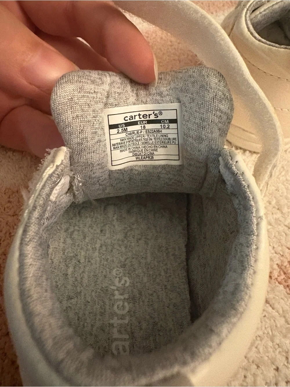 Carter's Cream Baby Hook-and-Loop Casual Sneakers
